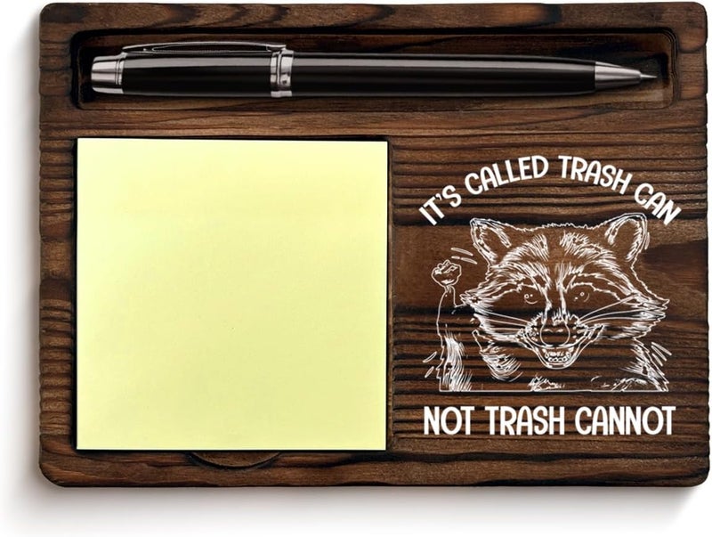 YGBF Funny Gag Gifts for Coworkers Colleagues Employees, Humor It's Called Trash Can Not Trash Cannot Raccoon Sticky Note Holder Office Decor - Image 1